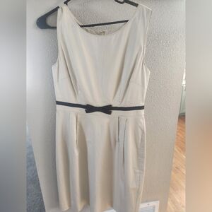 Kate Spade Elegant Cream Dress with Black Bow Accent